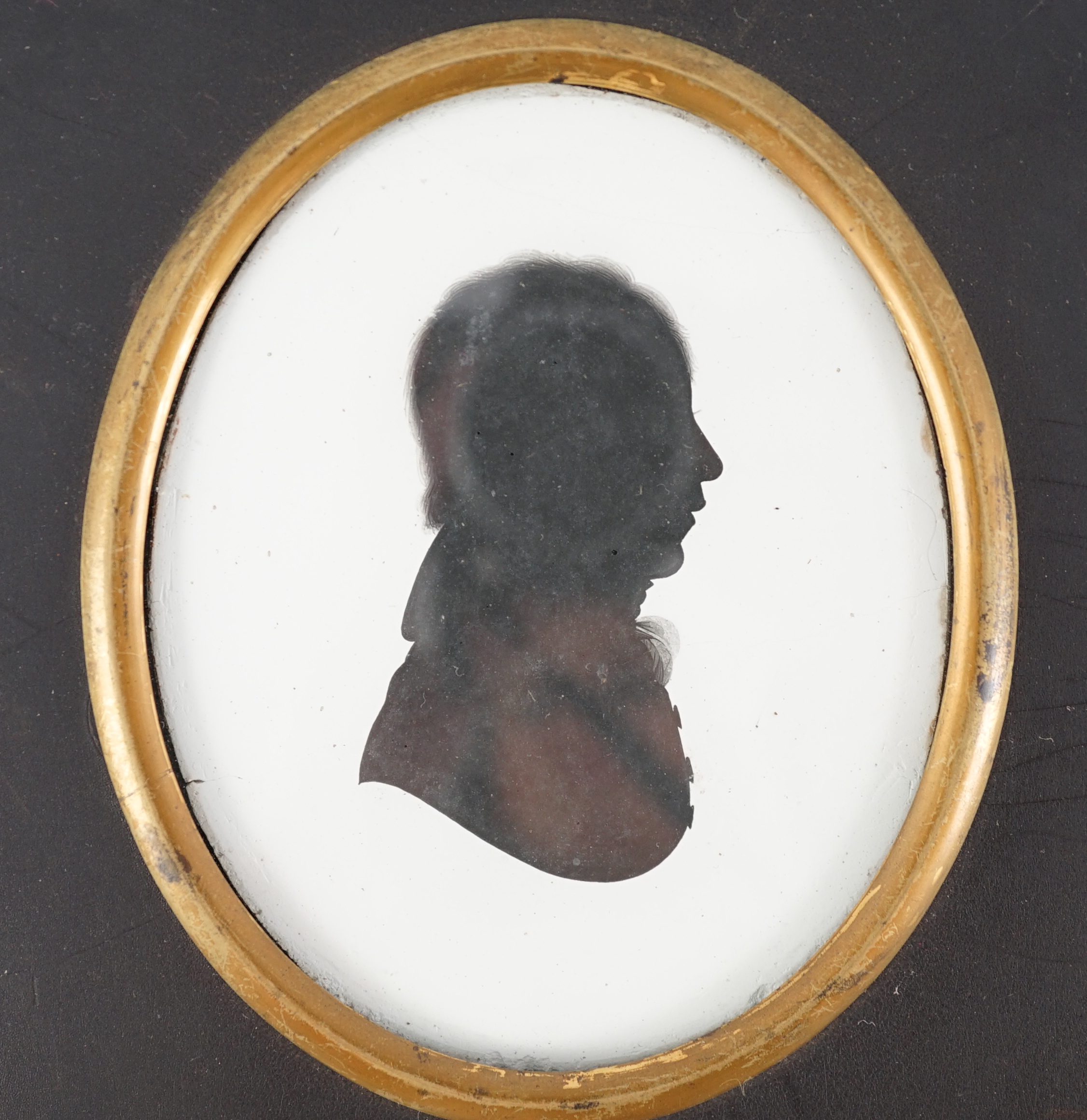John Miers (1756-1821) and John Field (1772-1848), Silhouettes of a gentlemen, painted plaster (2), 8.5 x 7cm. & 7.8 x 6.5cm.